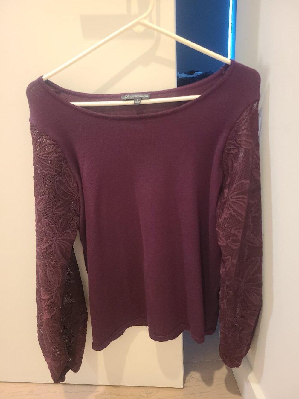 Arianna Papell Purple Sweater with Embroidered Sleeves